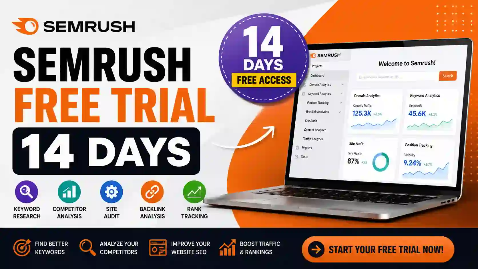 Semrush Free Trial 14 Days: Get Free Access &amp;amp;amp; Unlock Powerful SEO Tools