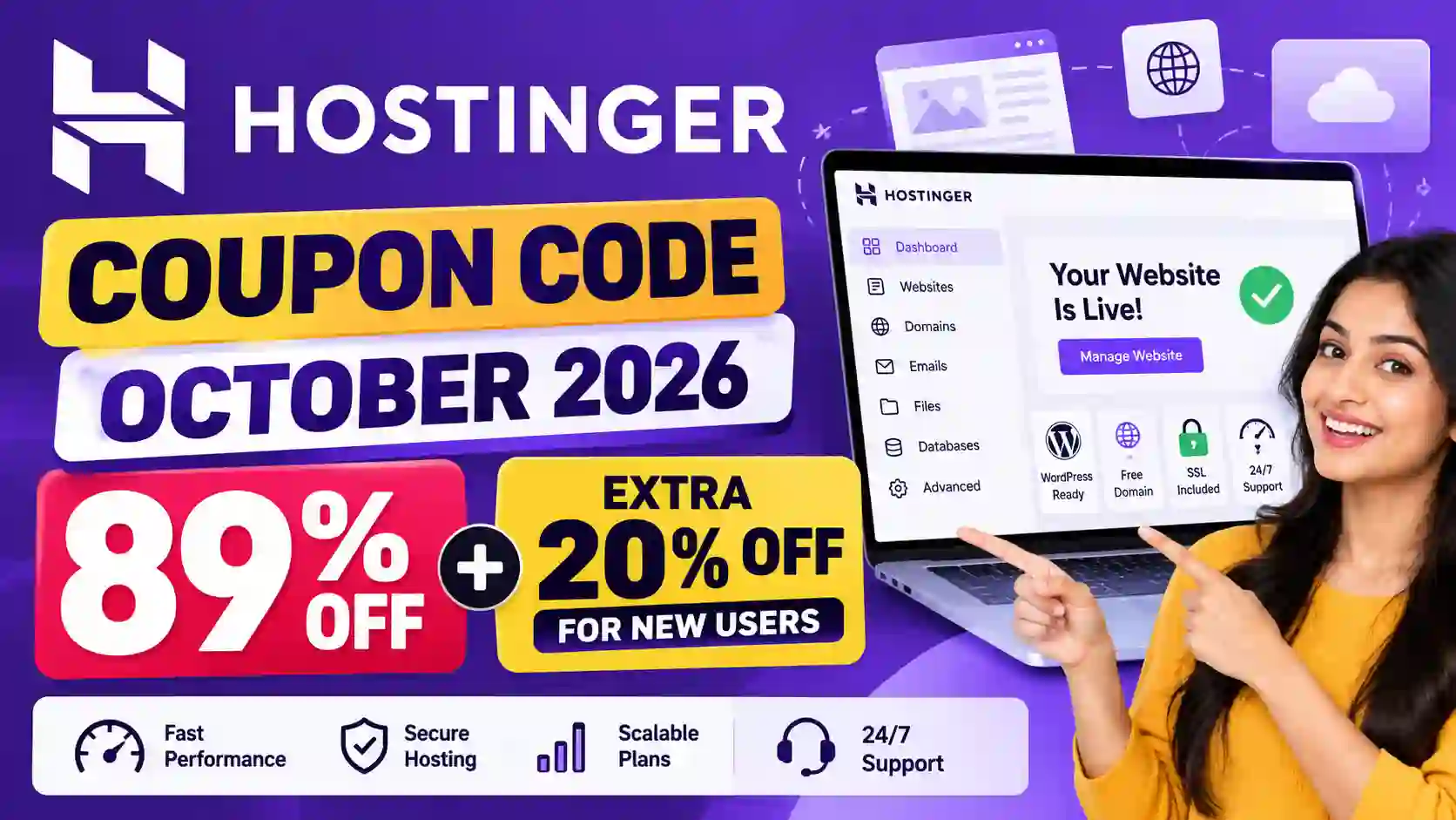 Hostinger Coupon Code October 2026: Get 89% Off + Extra 20% Off for New Users